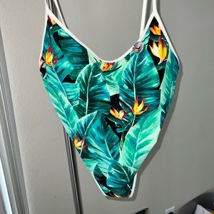 One piece swimsuit. Tropical print